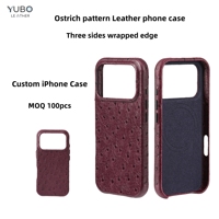 Étui de téléphone en cuir motif autruche exotique de haute qualité, étui magnétique pour iPhone 17 Pro Max, étui en cuir pour 18 Pro