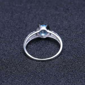 Stock Vintage 925 Silver Inlaid for Blue <b>Crystal</b> Gemstone <b>Ring</b> Women's Wedding High-End Elegant HK Sample Making Service Factory - Product Image 4