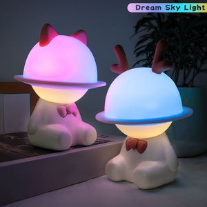 DIY USB rechargeable Cute Deer Soft Silicone Sleep <b>Lamp</b> Tap Control Kids Portable Bedroom Night Light With 7 Colors LED Lights - Product Image 5
