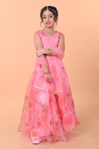 Titrit Girls Printed Ready to Wear Organza Lehenga & Blouse With Dupatta - Product Image 4