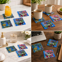 Ensemble de sous-verres en verre transparent de haute qualité avec logo personnalisé Style classique antidérapant Home Bar Decor Wholesale Bulk Supply
