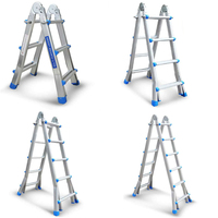 Échelle télescopique industrielle en aluminium super résistante certifiée EN131, capacité de charge de 330 lb, portable, multi-positions, escalier élévateur pour usage domestique