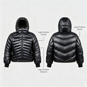 Veste matelassée en duvet noir pour homme, à capuche, brillante, imperméable, coupe-vent, manteau d'hiver, logo personnalisé OEM, vente en gros pour hommes - Product Image 4