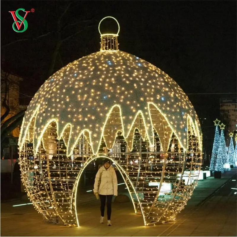 Outdoor Commercial Xmas Decoration Giant LED Christmas Ball 3D Motif Light