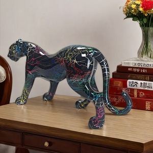 Nueva Escultura Creativa Moderna y Colorida de Leopardo con Lazo en la Espalda, Escultura de Resina Epoxi para Decoración del Hogar, Vinoteca, Sala de Estar, Estudio, Regalo - Product Image 2