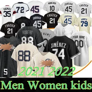 2022 trắng bóng chày Jersey SOX 10 yoan moncada 23 Edwin encarnacion 88 Robert tim Anderson Eloy jimenez Carlton Fisk Jose abreu