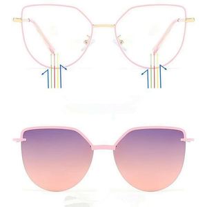 Gafas de Moda con Marco Metálico Estilo Ojo de Gato, Anti Luz Azul, con Lentes de Sol Magnéticas Polarizadas 2 en 1 - Product Image 1