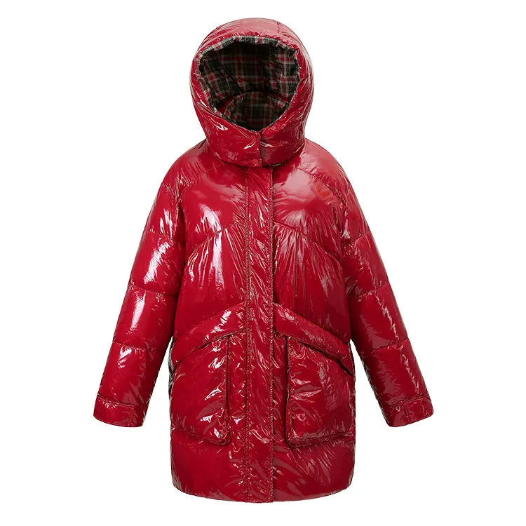 Feng Feng Wang Ladies Down Jacket Warm Long Girls Winter Trench Coat Women Designer Jacket Red