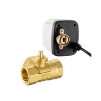 Vanne à boisseau sphérique électrique IP65 1 1/4 po, trois voies, raccord NPT, noyau en laiton, télécommande, eau froide et chaude