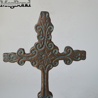 Croix antique en fonte avec base pour la décoration de la maison, croix de table vintage en métal