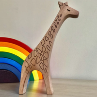 Jouets en bois d'animaux de la savane, animaux en bois faits à la main pour les tout-petits, jouets pour enfants, lion en bois, girafe, rhinocéros, 2 éléphants, zèbre