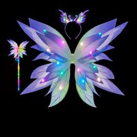 Nouvel arrivage de fée filles enfants carnaval ailes de papillon Costume allument des ailes de papillon décoration
