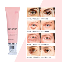 Crema de Ojos con Péptidos Rosados, Crema de Ojos con Péptidos Rosados con Ácido Hialurónico y Niacinamida para Antienvejecimiento, Iluminación y Ojeras