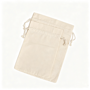 Beige Calico Drawstring Pouch Screen Printed <b>Recyclable</b> Canvas Dust <b>Bag</b> for Small Gifts - Product Image 4