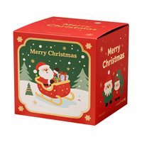 Boîte en carton de Noël personnalisée avec logo réutilisable, résistante, haut de gamme, en carton blanc, design flocon de neige givré, impression quadrichromie