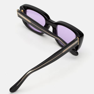Lunettes <span class=keywords><strong>de</strong></span> soleil unisexes polarisées en acétate surdimensionnées avec logo personnalisé UV400 noir à la mode moderne et vintage - Product Image 6