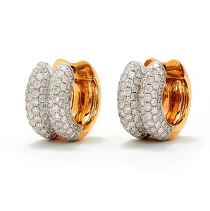 Milskye great fashion fine jewelry for women 18k gold plated brass double covered zircon hoop earrings