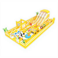 Château Gonflable Géant Panda Jaune d'Été en PVC Certifié CE, Sûr et Durable, Marque WOLONG, Idéal pour Location Commerciale et Fêtes d'Enfants >50