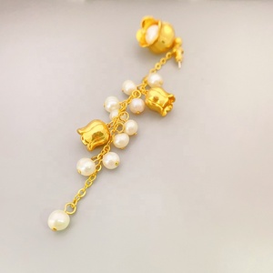 Bijoux à pampilles en perles, boucles d'oreilles asymétriques rétro pour femmes, pendentifs en perles de lys de <span class=keywords><strong>la</strong></span> vallée, vente en gros d'usine - Product Image 2