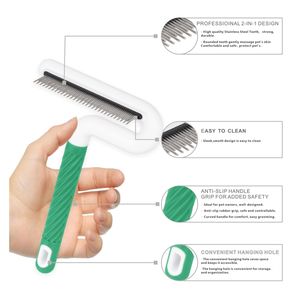 Forma a T animali domestici cani gatti Fine dentato spargimento spazzola pulci per pulci per capelli lunghi - Product Image 4
