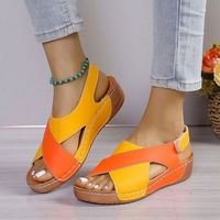 Sandales compensées à plateforme ouverte pour femme, grande taille, nouvelle collection été, vente en gros usine Yi