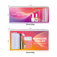 Ensemble d'outils exclusifs de soin des ongles en gros, comprenant des tampons dissolvants de vernis à ongles, des pinces dissolvantes, un ensemble de 7 limes à polir/lustrer en PVC