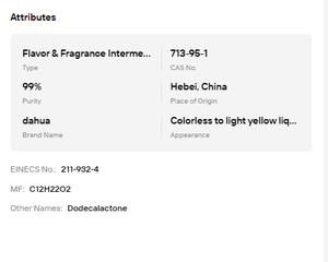 99% Purity Delta-Dodecalactone Liquid CAS 713-95-1 Cosmetic Raw Material for Perfumes & Fragrances - Product Image 6