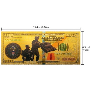Banconota Commemorativa da $100 in Foglia d'Oro delle Forze Armate USA, 6 Design, Carta da Collezione per Veterani - Product Image 3