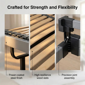 Современная прочная железная двуспальная кровать с регулируемой спинкой, бесшумная конструкция для спален, отелей, апартаментов, школ, вилл - Product Image 4