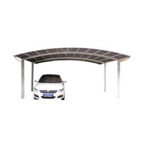 Abri de voiture extérieur pour 2 voitures, garages en aluminium, abri de voiture pour le stationnement, toit en polycarbonate arqué, imperméable, garage en métal, abri de voiture