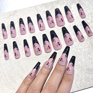 Wholesale Custom Press on <strong>Nails</strong> Ballerina Medium Coffin Heart Pearl French Tip <strong>Nails</strong> Manicure Acrylic Stick on <strong>Nails</strong> - Product Image 3