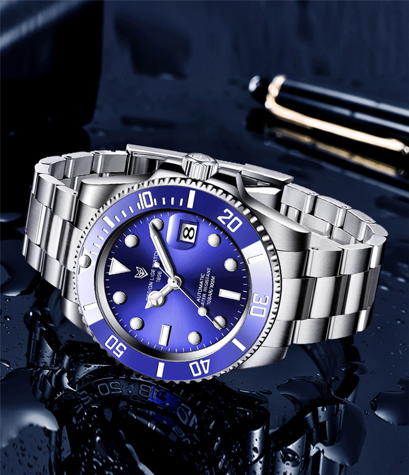 Top Brand LIGE Men Watches Luxury Sapphire Waterproof Automatic Mechanical Watch Fashion Business Full Stainless Steel Clock