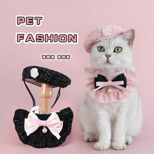 Ensemble de costumes pour animaux de compagnie : Nœud papillon, écharpe, chapeau, style élégant, personnalisable OEM, style bijoux pour la décoration de vêtements pour chats - Product Image 2