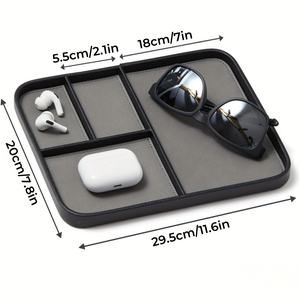 Modern Minimalist Leather Valet Tray Stylish Double-Tier Nightstand Organizer for <strong>Men</strong> <strong>Bedside</strong> Catchall for Keys for Kitchen Use - Product Image 6