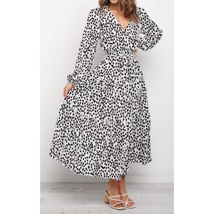 Womens Spring Long Sleeve Wrap V Neck Ruffle Floral Maxi Dress Casual <b>Tie</b> Waist Boho Chiffon Flowy Long Dresses - Product Image 3
