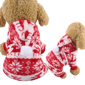 Christmas Dog Clothes Fleece Lined Four Legged Winter Pet Apparel Red Deer Pattern Hoodie <b>Coat</b> For Small Dogs - Product Image 5