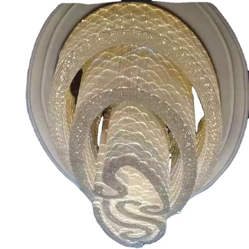 Luminária de cristal grande personalizada para banquetes, luxuosa e tradicional, grande e moderna, para lobby de hotel, lâmpada ideal para banquetes