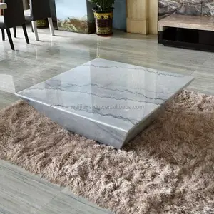 Tavolino cubico economico venature snodate acuti abbinato superficie levigata tavolino in marmo bianco grigio zoccolo marmo