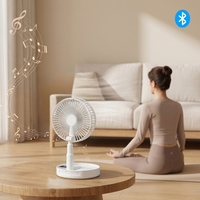Ventilateur Électrique Portable Pliable avec Haut-Parleur, 4 Vitesses, Sans Fil, Rechargeable, pour Voiture et Bureau