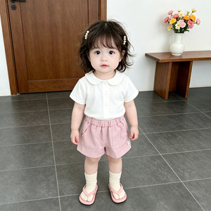 Camiseta de Verano para Niñas, Transpirable, de Algodón, con Cuello de Muñeca, Estilo Coreano, Delgada, Combinable con Todo - Product Image 2
