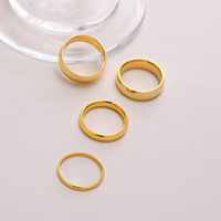 Bague en or mode 18 anneaux de cercle lisse en acier inoxydable plaqué or pour hommes femmes