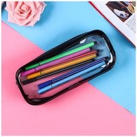 Trousse à crayons en PVC, pochette zippée, étudiants, transparente, imperméable, en plastique PVC, boîte de rangement, étui à stylos, mini