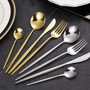 Tenedor y cuchara negro plateado único real de acero inoxidable de alta calidad, mesa de eventos, boda, oro, <span class=keywords><strong>Portugal</strong></span>, cubiertos, juego de cubiertos - Product Image 1