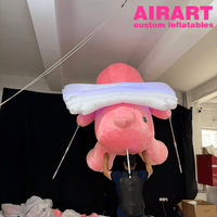 Marionnette ours en peluche rose pour la décoration des centres commerciaux et des parcs d'attractions, costume d'ours de dessin animé ambulant pour les défilés