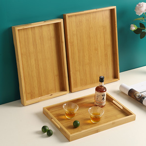 Bandeja rectangular de madera de bambú para servir té y comida, uso en hoteles y catering. - Product Image 2