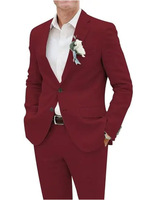 En gros, Costume de cérémonie pour homme en lin perlé, 2 pièces, simple boutonnage, revers cranté, léger, style smoking