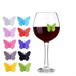 Marqueurs de verres à vin en silicone jetables, écologiques, mignons et populaires, en forme de papillon, avec design de couleur personnalisé pour fêtes et bars - Product Image 6