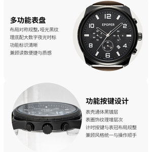 Elegante y moderno reloj cronógrafo multifuncional minimalista, versátil, casual, de cuarzo, resistente al agua, para hombre. - Product Image 3