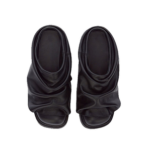 Sandalias de mujer con punta cuadrada, pantuflas con superposición plisada, zapatos planos de suela gruesa para oficina - Product Image 5