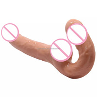 Dildo Doble sin Tirantes, Largo, de Gelatina, Realista, Flexible, con Doble Extremo, Pene Grande para Mujeres, Masturbador, Juguetes Sexuales para Lesbianas, Precio de Fábrica